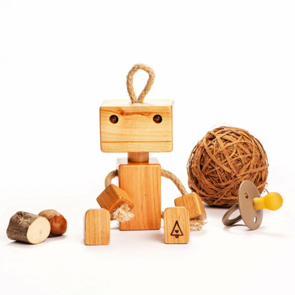 Wooden robot toy cherry wood, natural toys