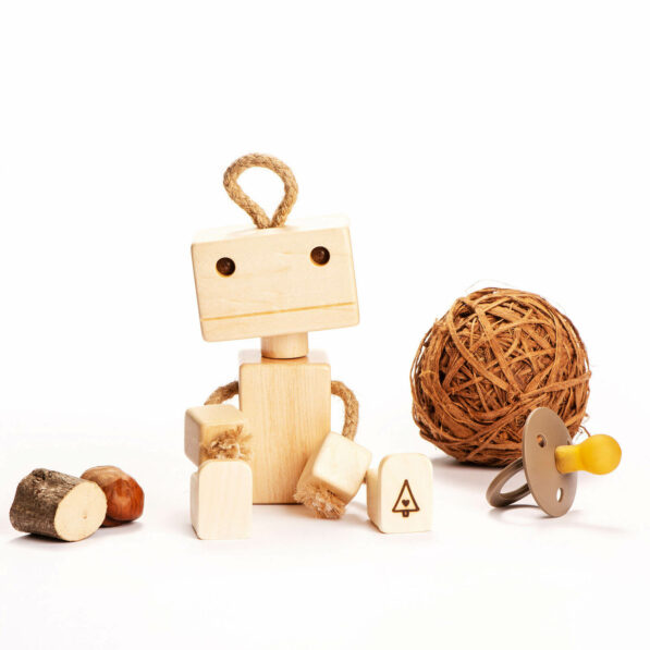 cute wooden robot toddler toy from maple wood
