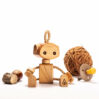 cute wooden robot toy, handmade and all-natural, made by cherry wood and hemp