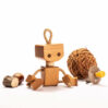 wooden robot toy from cherry wood and hemp