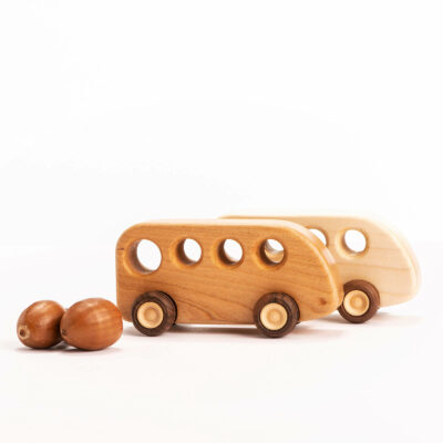handmade wooden toys cars buses, natural and sustainable