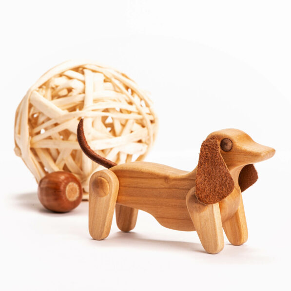 wooden dog toy standing