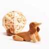 wooden dog toy siting