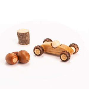 handmade wooden toy car from cherry wood