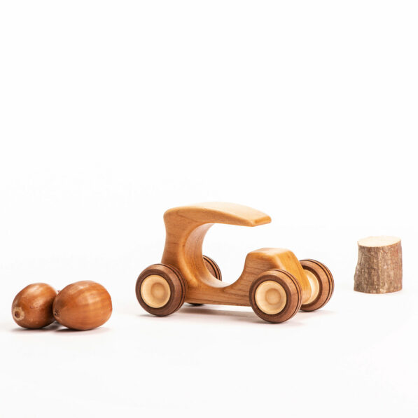 handmade wooden car for toddlers from cherry wood