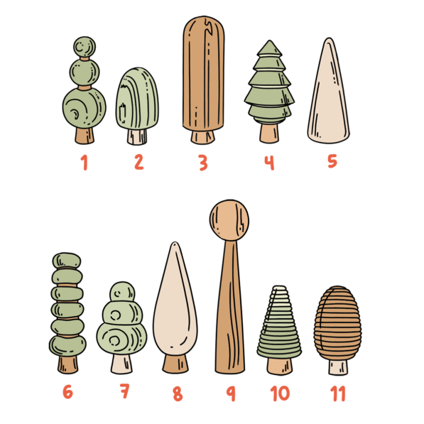 Trees icons with numeration
