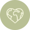 earth shaped like heard representing safe for child and nature icon