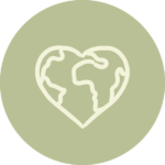 earth shaped like heard representing safe for child and nature icon