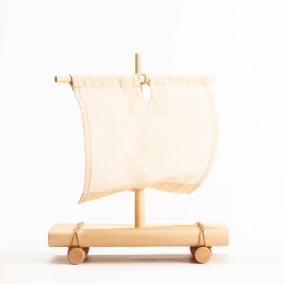 beautiful handmade wooden toy raft