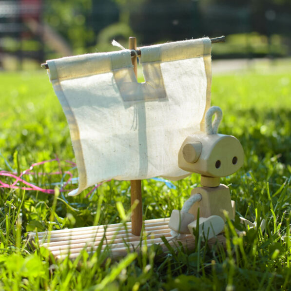 Wooden toys Titi the robot and raft