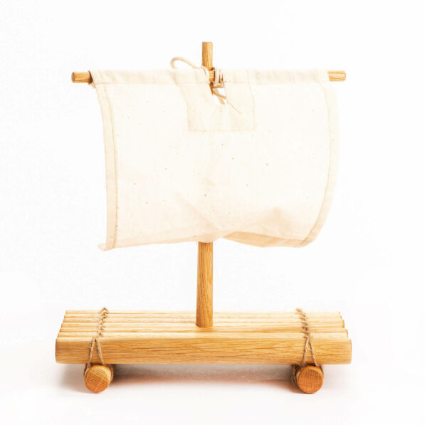 beautiful handmade wooden toy raft