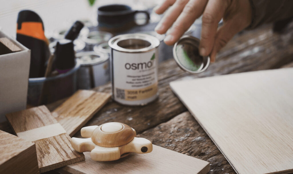 applying finish oils to wooden toys