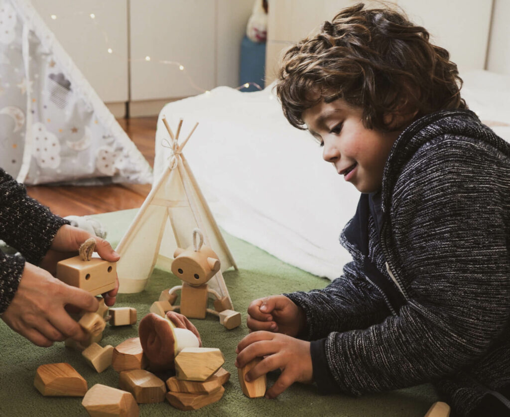 open ended play with wooden toys