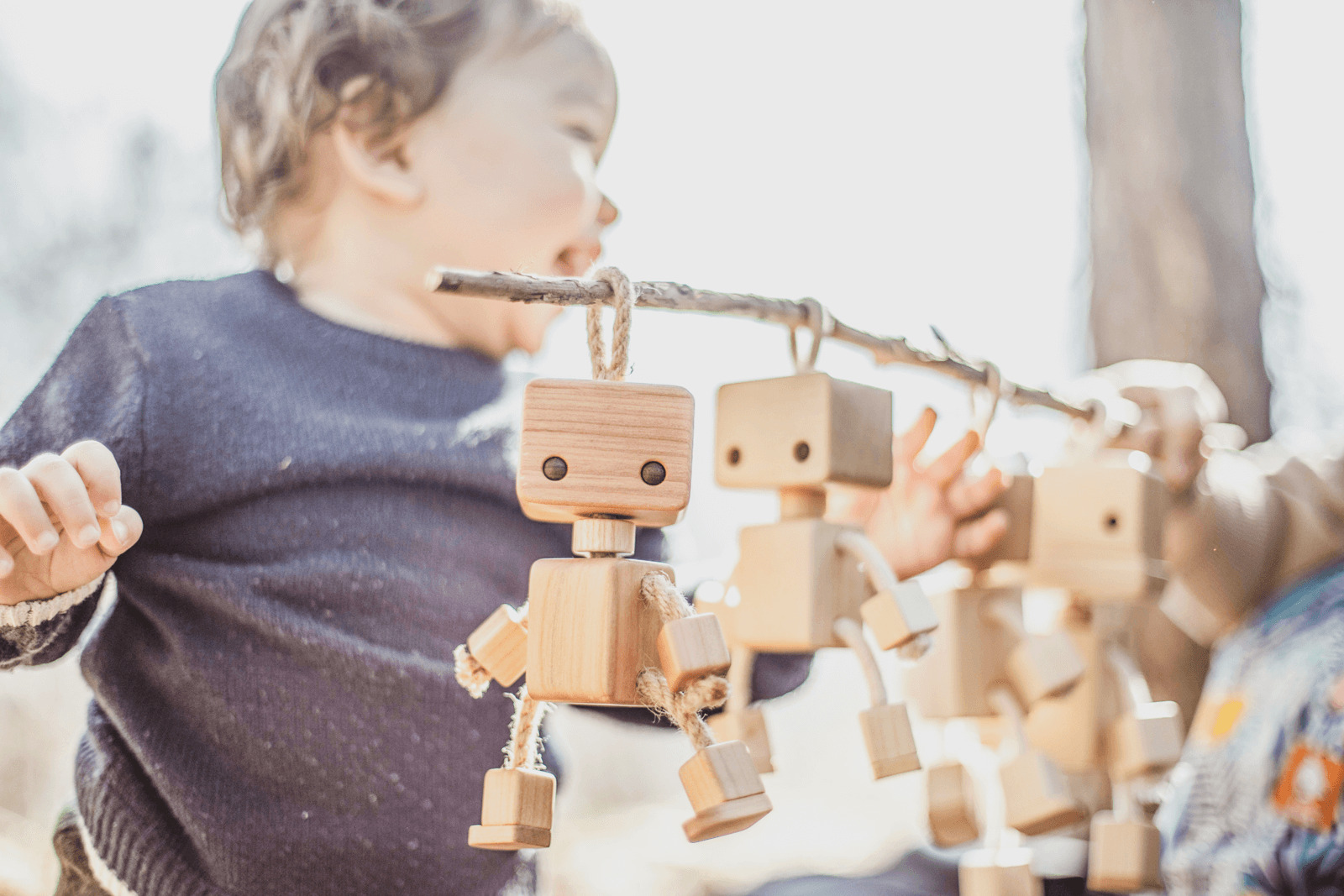 wooden robots happy baby